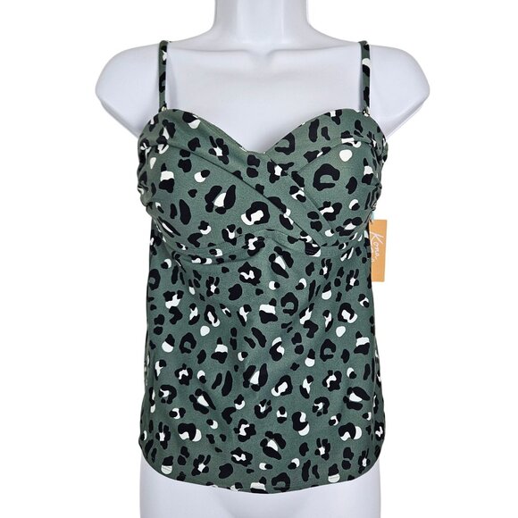 Kona Sol Womens Small Green Leopard Tankini Removable Straps Sweetheart Neckline - Picture 5 of 11